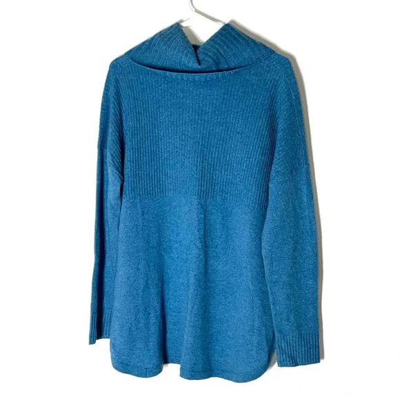 Saks Fifth Avenue Teal Cashmere CowlNeck Sweater Size Small - Picture 6 of 6